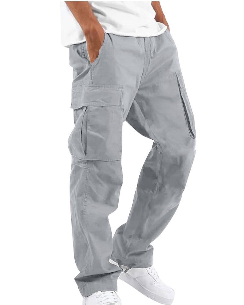 Maddox Men's Cargo Trousers – Cotton Loose Fit Cargo Pants with Elastic Waist & Multi Pockets