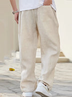 Nathan Men's Linen Trousers – Relaxed Fit Breathable Casual Summer Trousers