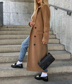 Henrietta Women's Wool Coat – Double Breasted Long Tailored Winter Overcoat