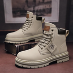 Oswin Men's Leather Lace-Up Boots – Padded Lining & Slip-Resistant Rubber Sole