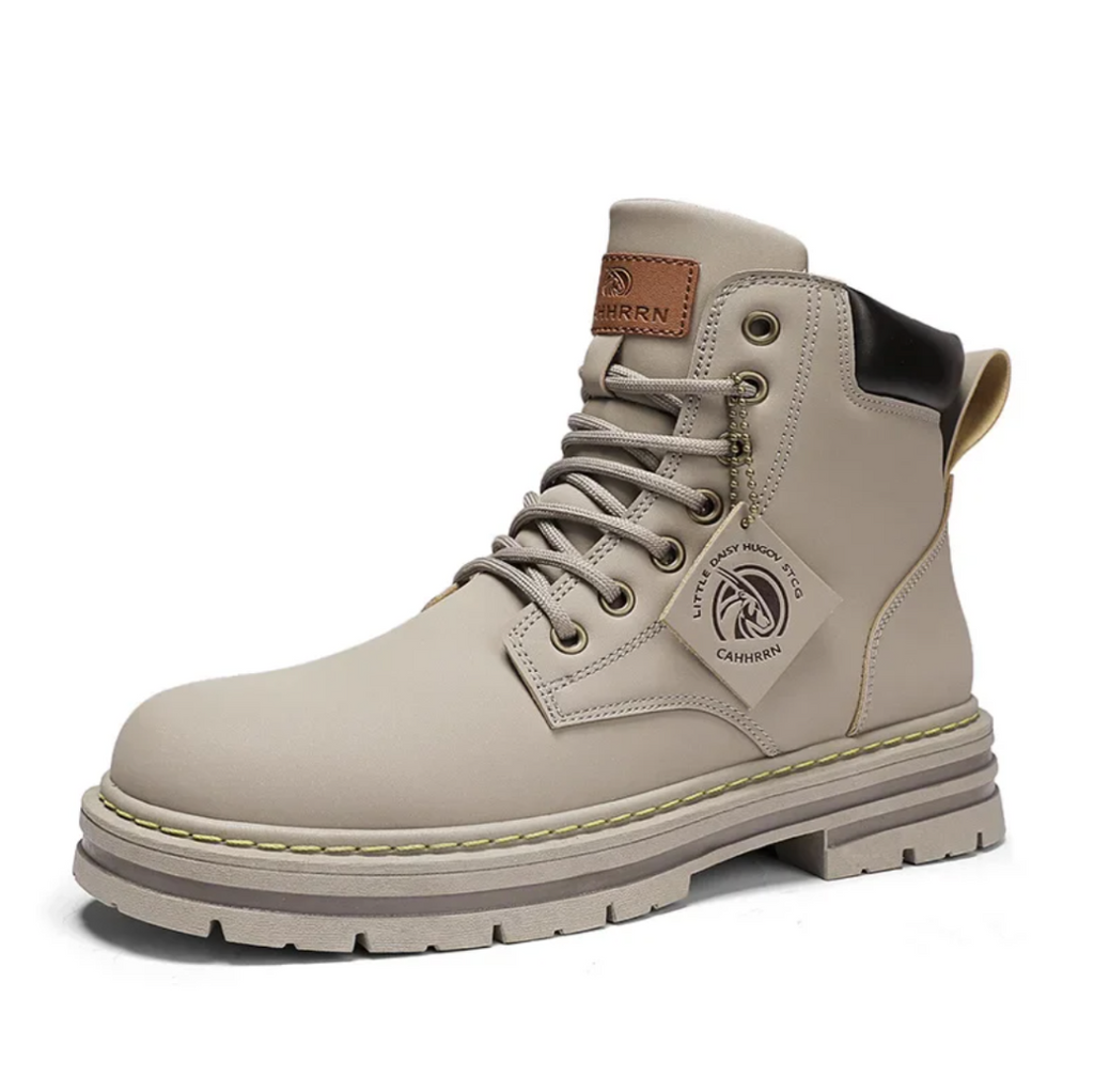 Oswin Men's Leather Lace-Up Boots – Padded Lining & Slip-Resistant Rubber Sole
