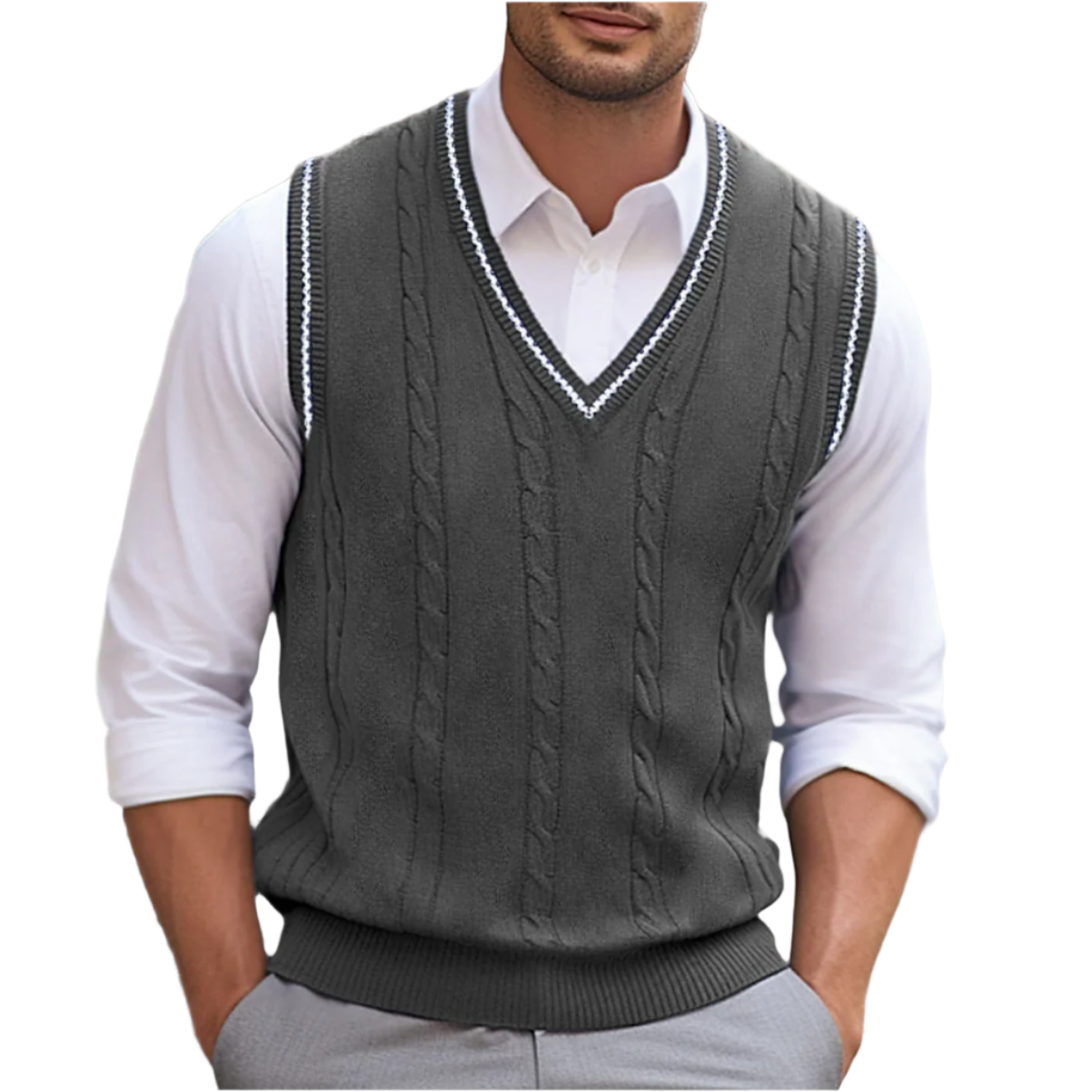 Harrison Men's Sweater Vest – V-Neck Knit Sleeveless Smart Casual Jumper