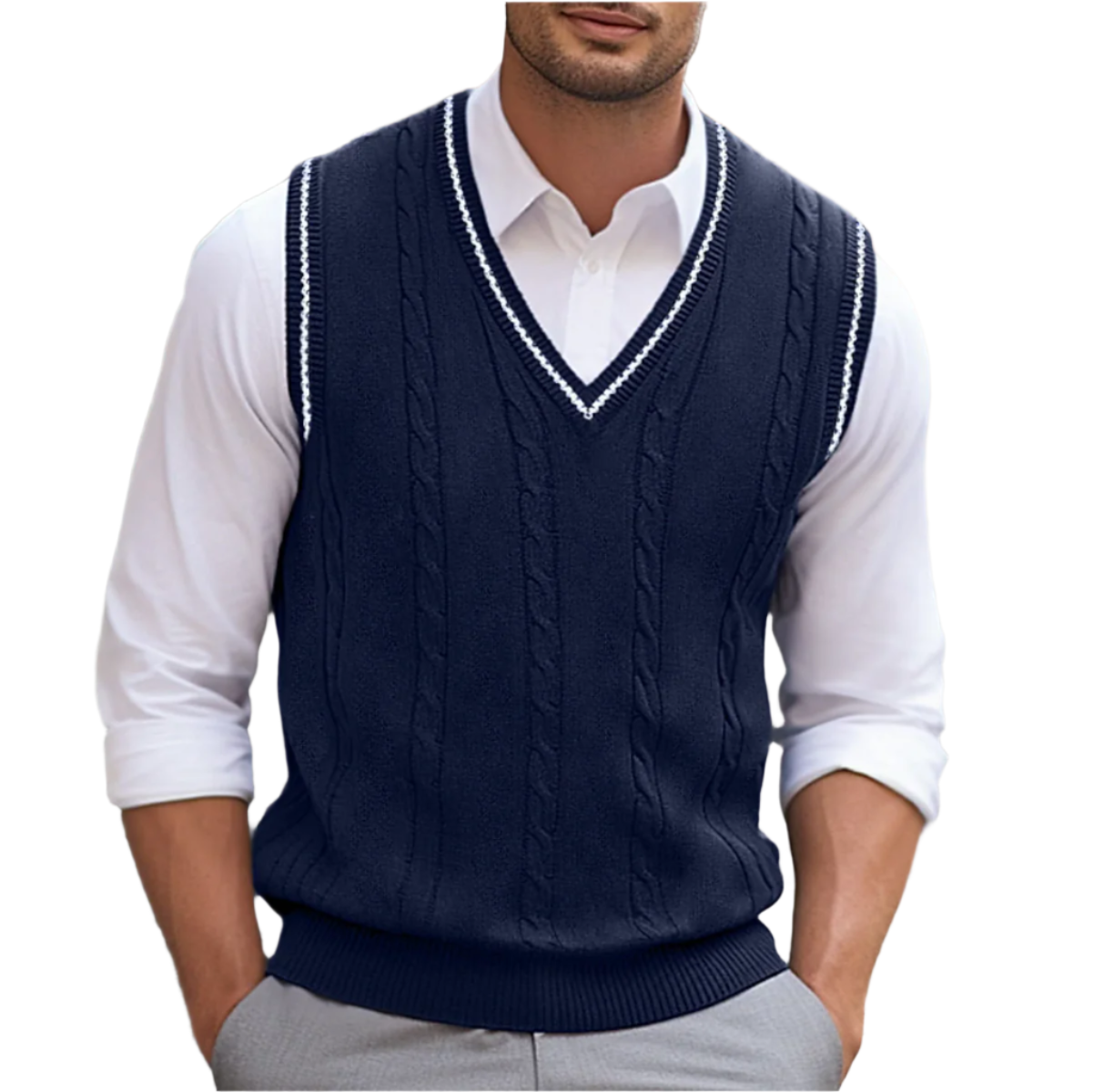 Harrison Men's Sweater Vest – V-Neck Knit Sleeveless Smart Casual Jumper