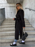 Briony Women's Long Trench Coat – Double Breasted Belted Winter Overcoat