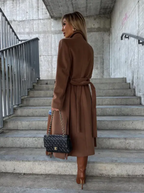 Briony Women's Long Trench Coat – Double Breasted Belted Winter Overcoat