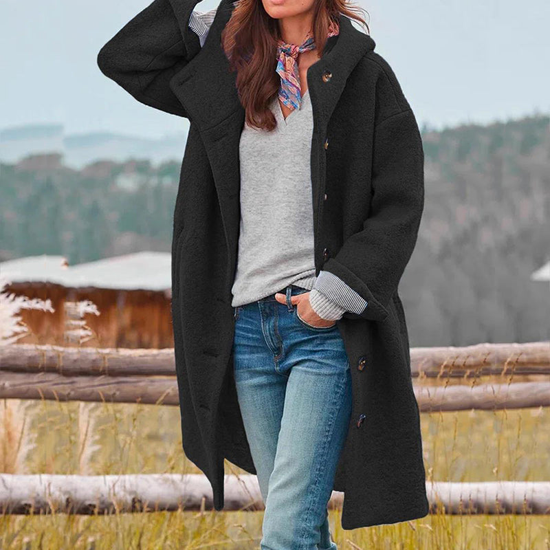 Liza Women's Winter Coat – Hooded Wind Resistant Long Smart Casual Overcoat