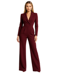 Nerissa Women's Blazer Jumpsuit – Deep V-Neck, Wide Legs & Tailored Fit