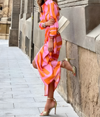 Olivia Women's Summer Dress – Lightweight Orange Pink Casual Holiday Maxi Dress