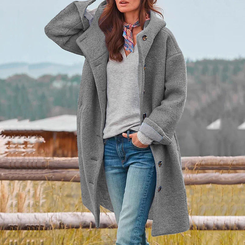 Liza Women's Winter Coat – Hooded Wind Resistant Long Smart Casual Overcoat