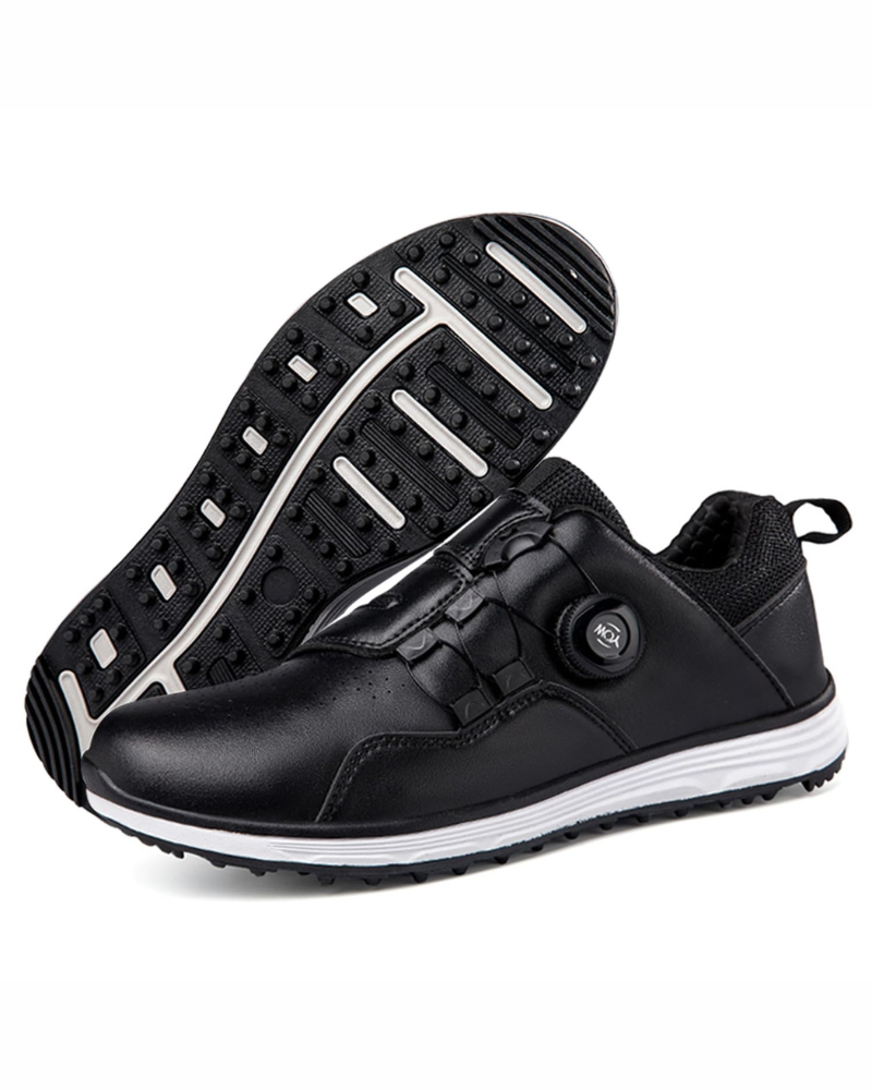 Trevor Men's Spikeless Golf Shoes – Microfibre Leather Lace-Up Golf Trainers