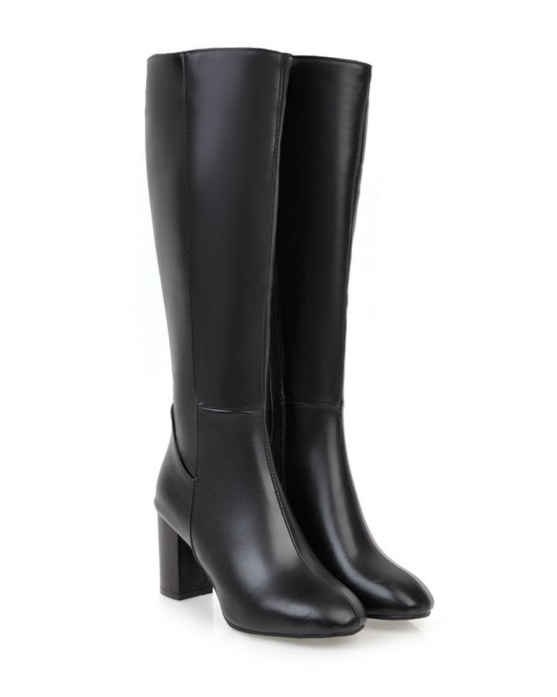 Catherine Women's Block Heel Boots – Side Zip Classic Ankle & Mid Calf Boots
