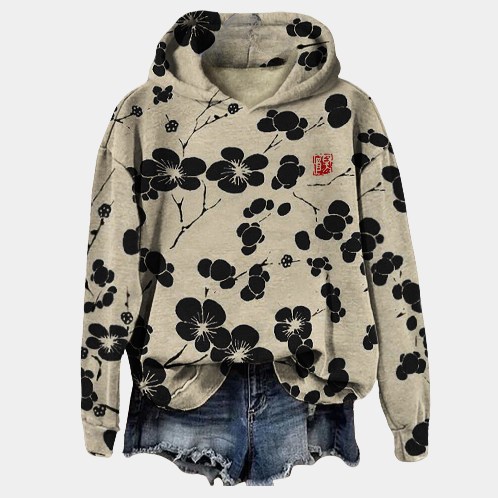 Lavinia Women's Floral Hoodie – Soft Cotton Blend Relaxed Fit Casual Sweatshirt