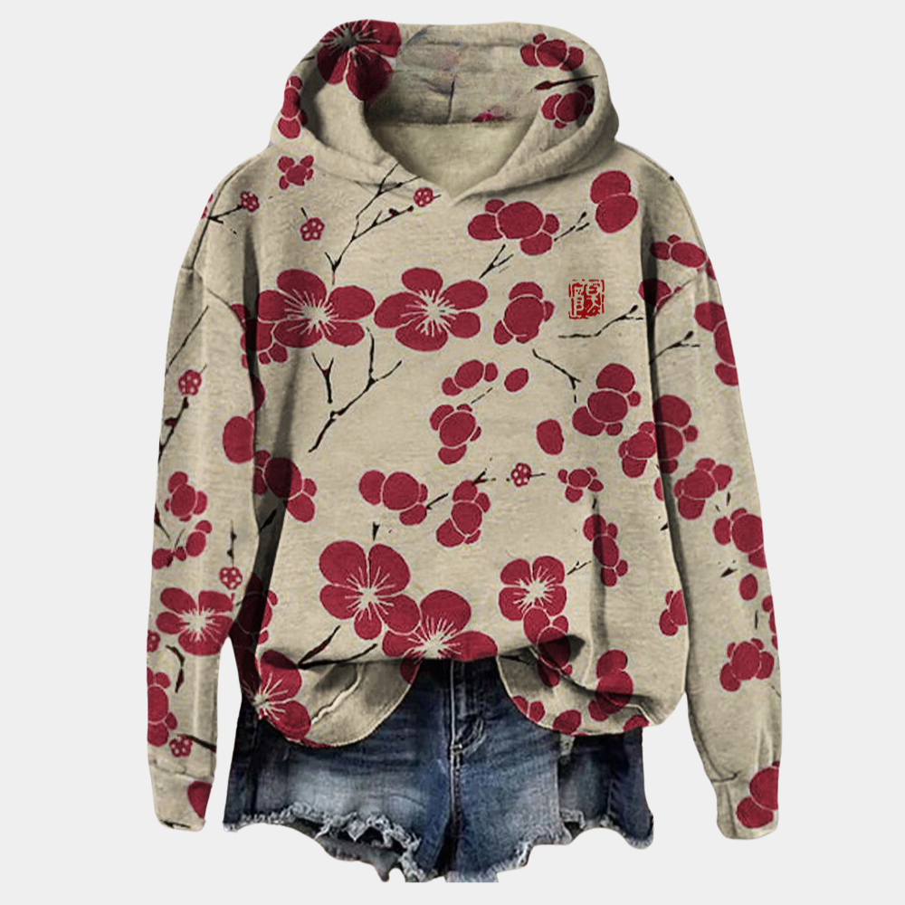 Lavinia Women's Floral Hoodie – Soft Cotton Blend Relaxed Fit Casual Sweatshirt