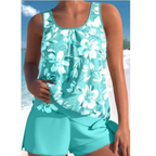 Bethany Floral Tankini Set – Two Piece Swimwear with Shorts & Round Neck
