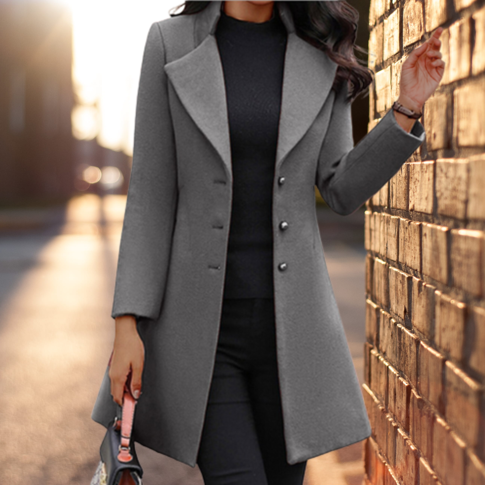 Olive Women's Wool Blend Coat – Tailored Long Smart Winter Overcoat