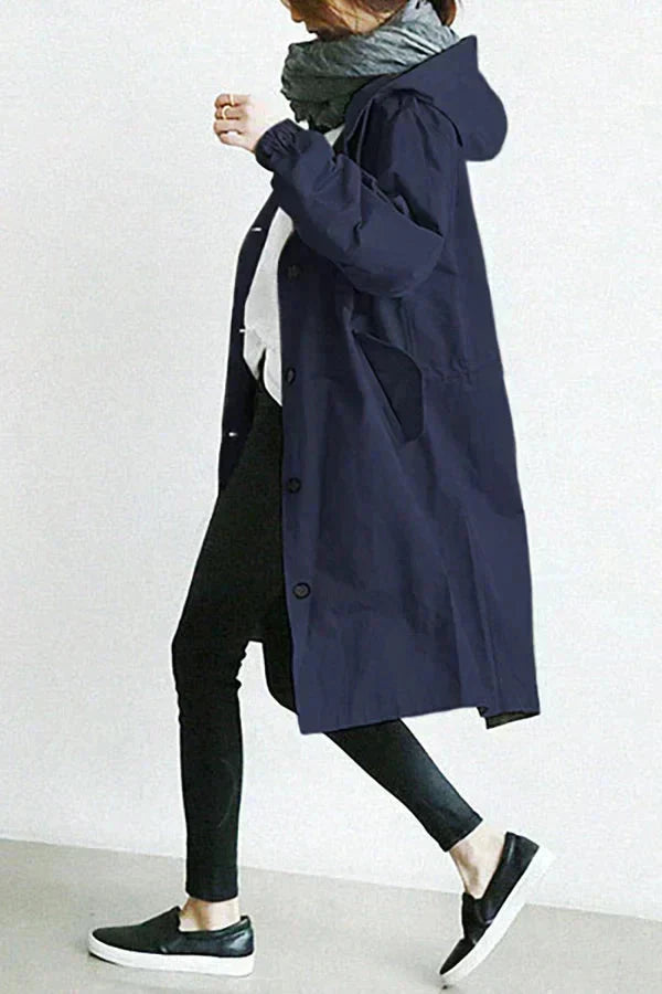 Margot Women's Waterproof Rain Coat – Hooded Breathable Urban Long Jacket