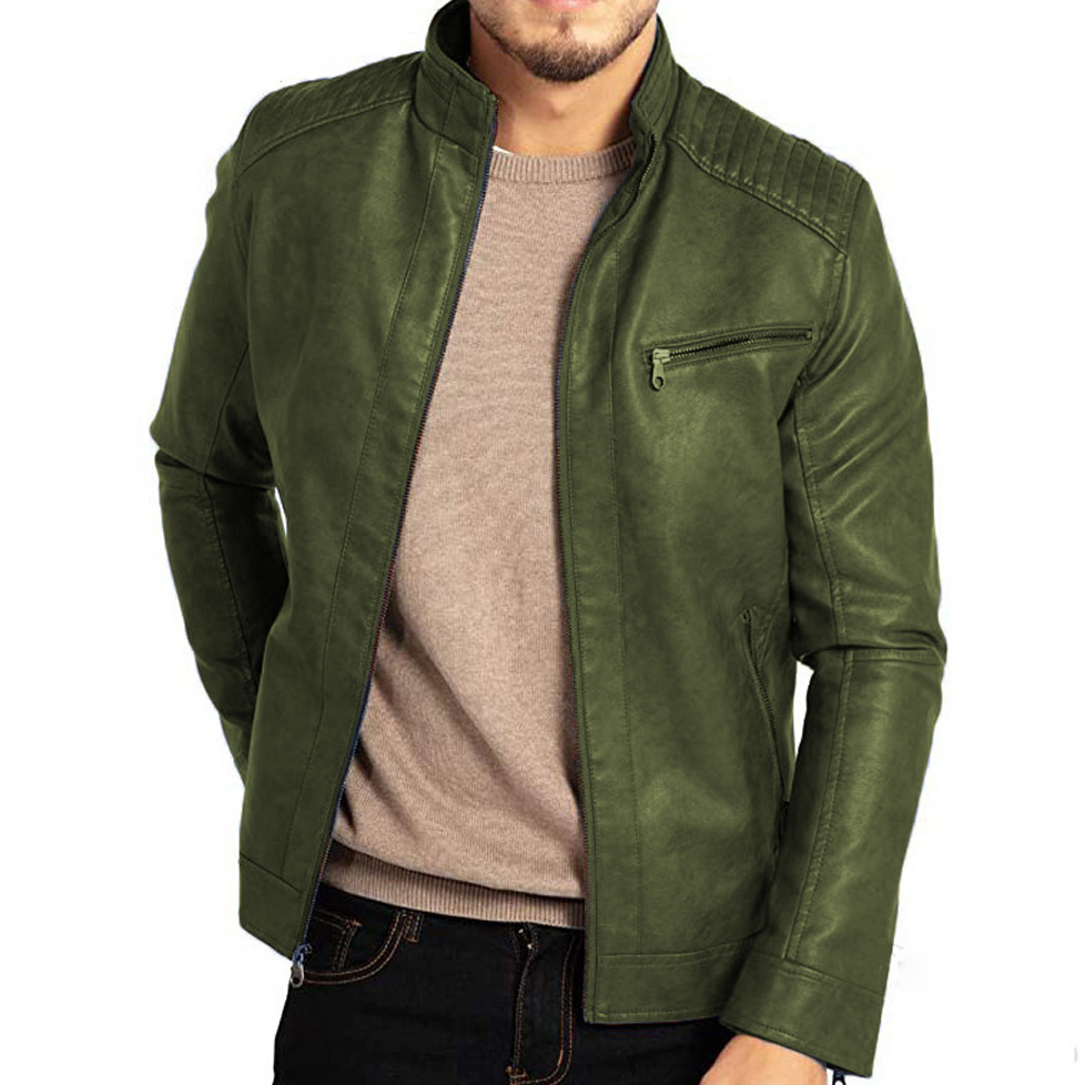 Jacob Men's Leather Jacket – Genuine Leather Vintage Zip Up Smart Casual Biker Jacket