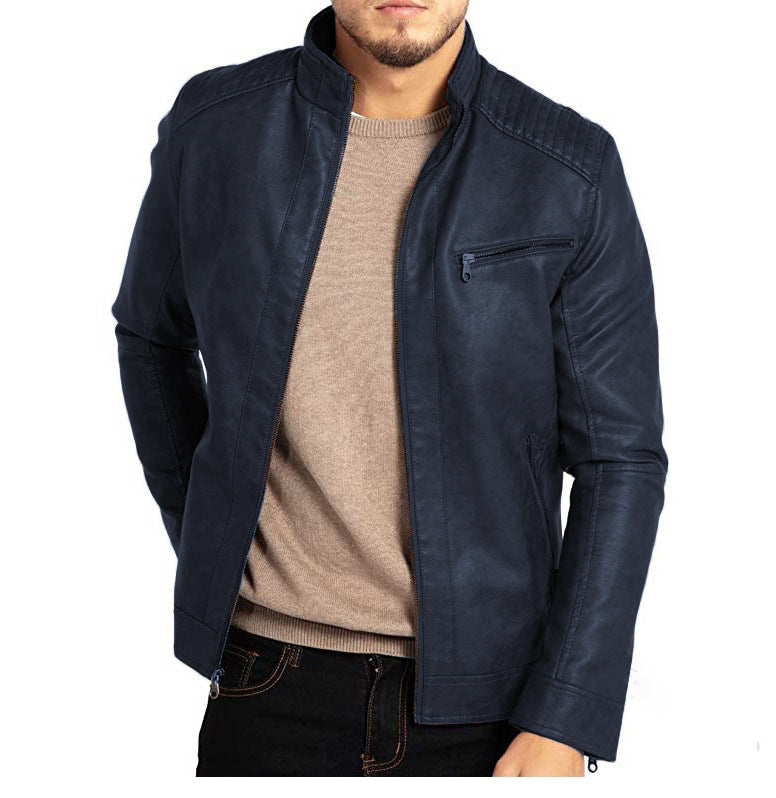 Jacob Men's Leather Jacket – Genuine Leather Vintage Zip Up Smart Casual Biker Jacket