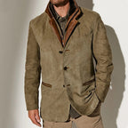 Nathan Men's Vintage Jacket – Retro Smart Casual Leather Detail Coat