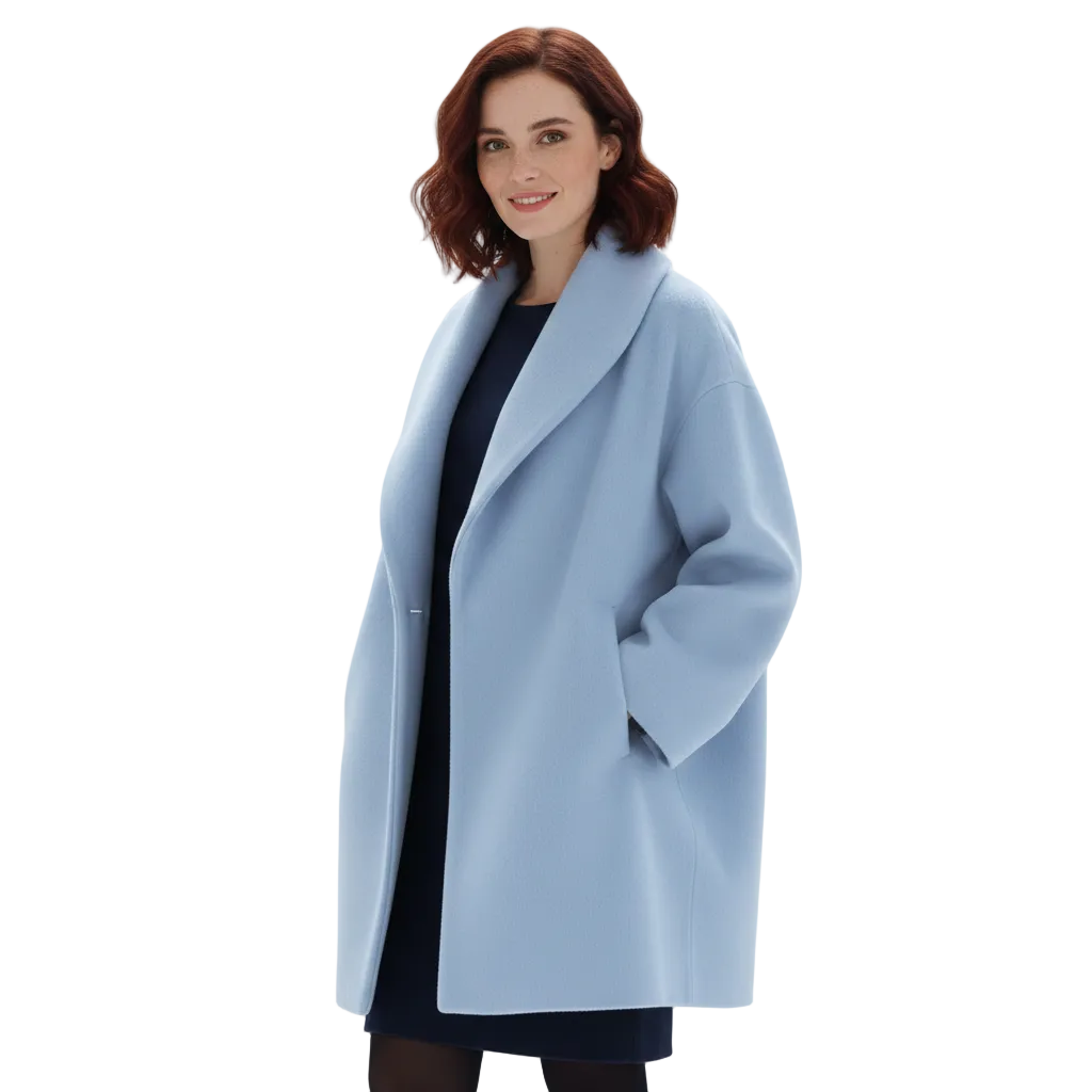 Penelope Women's Oversized Coat – Mid Length Soft Tailored Winter Overcoat
