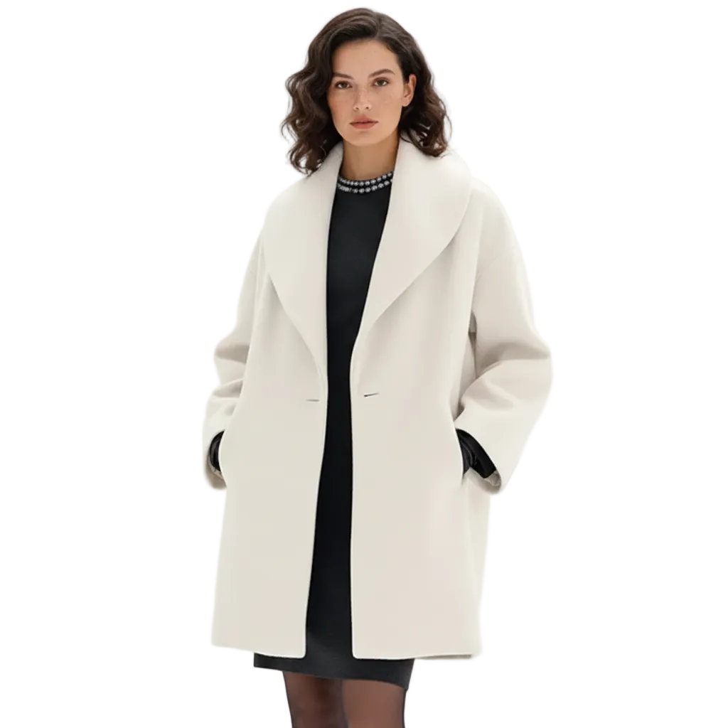 Penelope Women's Oversized Coat – Mid Length Soft Tailored Winter Overcoat