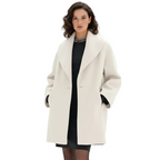 Penelope Women's Oversized Coat – Mid Length Soft Tailored Winter Overcoat