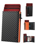 Tristan Men's RFID Pop-Up Wallet – Aluminium & Microfibre Leather Card Holder with Coin Pocket