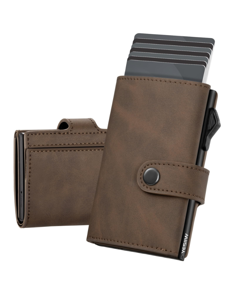Lucas Men's Leather Trifold Wallet – RFID Blocking Pop-Up Card Holder with Coin Pocket