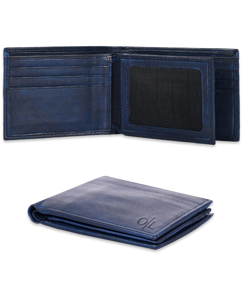Harrison Men's Leather Bifold Wallet – Slim RFID Blocking Wallet with Card Slots