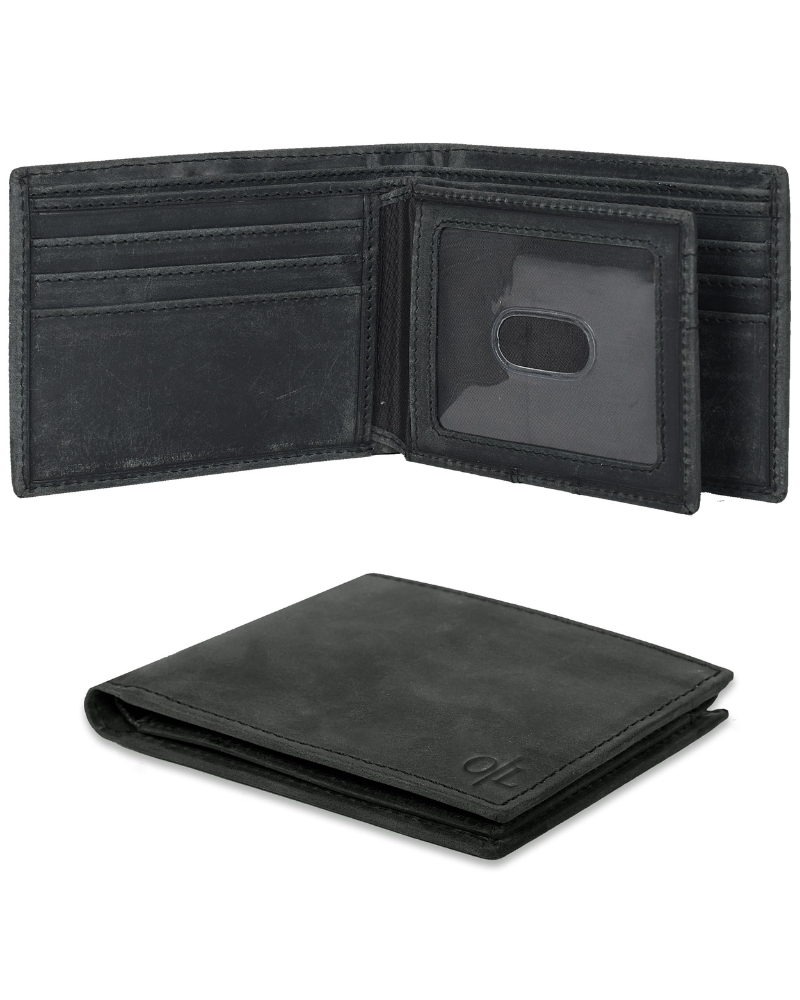 Harrison Men's Leather Bifold Wallet – Slim RFID Blocking Wallet with Card Slots