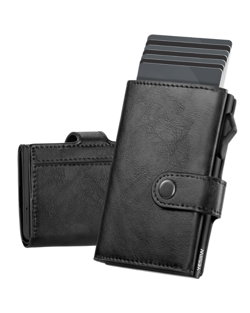 Lucas Men's Leather Trifold Wallet – RFID Blocking Pop-Up Card Holder with Coin Pocket