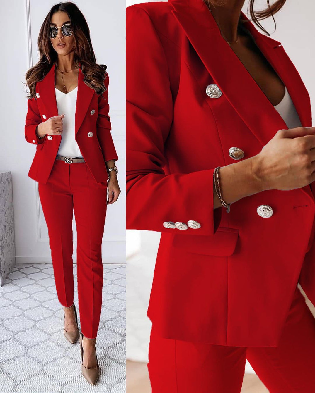 Charlotte Women's Trouser Suit – Tailored Blazer & Smart Fit Trousers Business Set