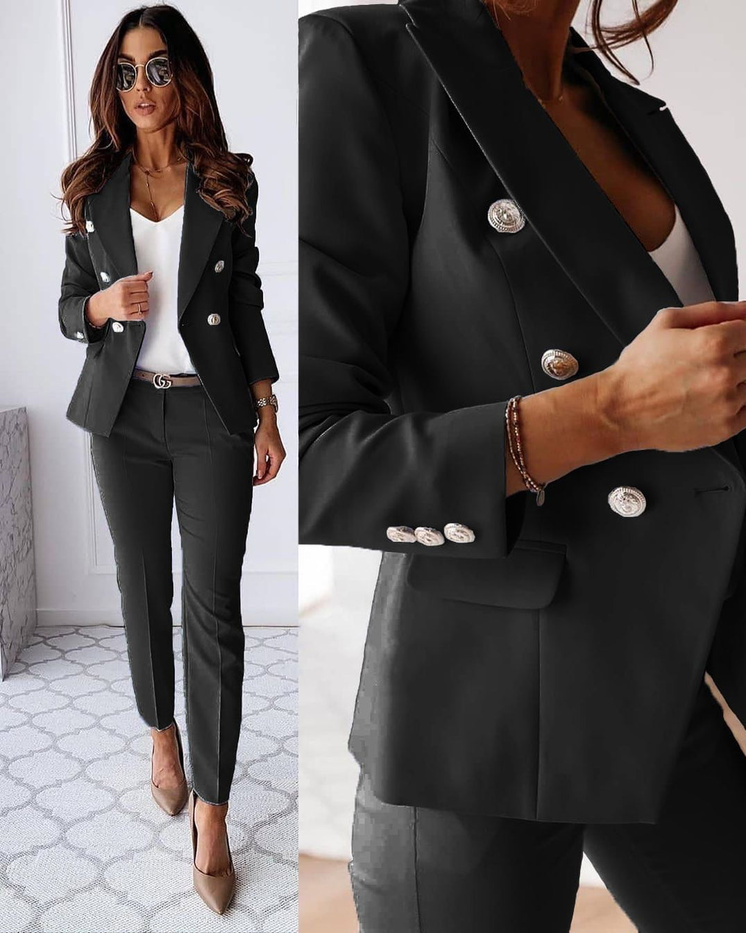 Charlotte Women's Trouser Suit – Tailored Blazer & Smart Fit Trousers Business Set