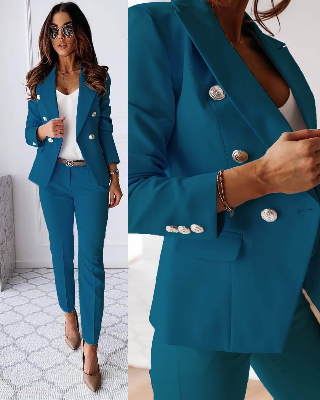 Charlotte Women's Trouser Suit – Tailored Blazer & Smart Fit Trousers Business Set
