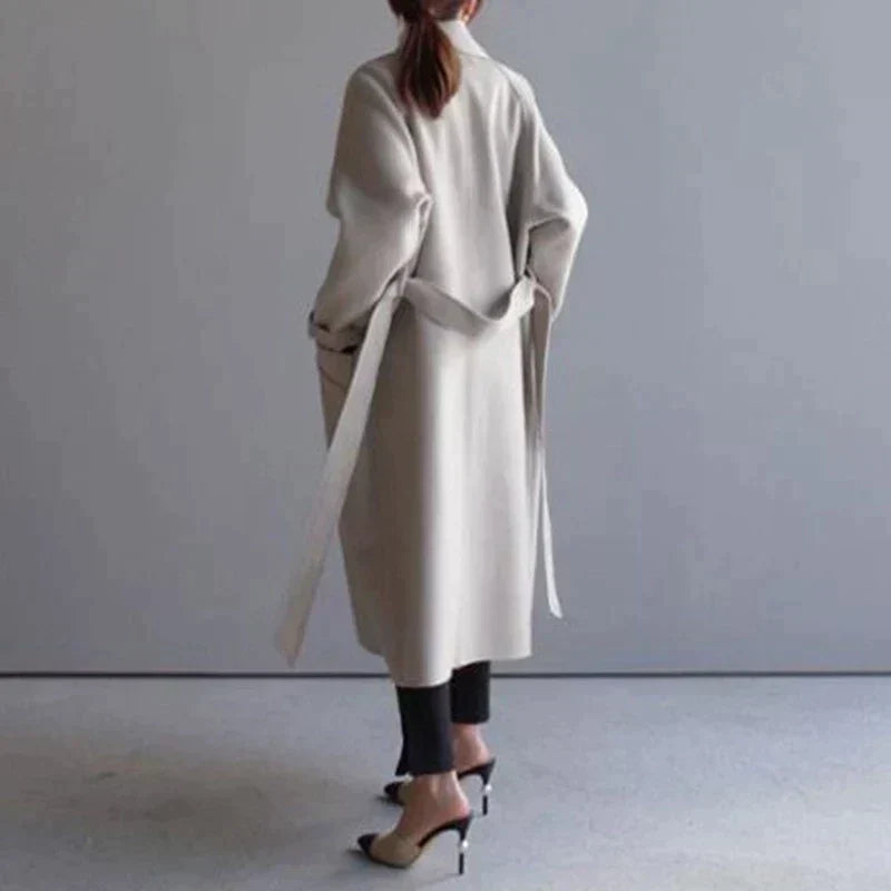 Meredith Women's Long Wool Coat – Elegant Tailored Winter Overcoat
