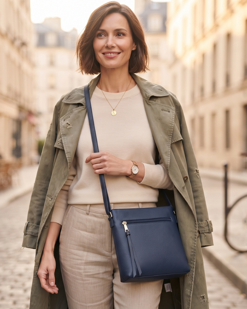 Naomi Women's PU Leather Crossbody Bag – Multi-Pocket Adjustable Shoulder Bag