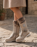 Aubrey Women's Knee High Winter Boots – Lace Up Zip Warm Outdoor Boots