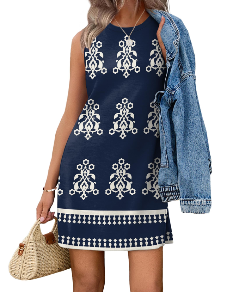 Hazel Women's T-Shirt Dress – Crew Neck A-Line Knee Length Casual Summer Dress