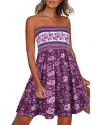 Darline Women's Strapless Sundress – Boho Floral A-Line Beach Summer Dress