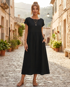 Annalise Women's Maxi Dress – Cotton Blend Summer Holiday Casual Dress