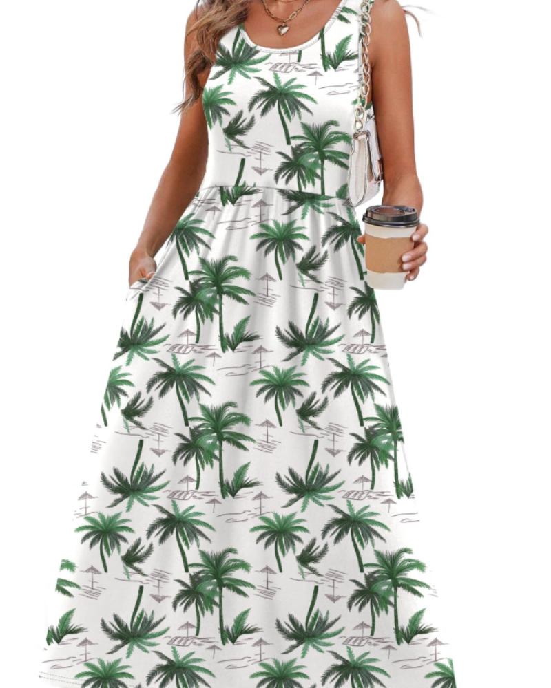 Abigail Women's Sleeveless Midi Dress – Scoop Neck A-Line Casual Summer Dress