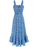 Bianca Women's Floral Chiffon Maxi Dress – Square Neck Smocked Summer Dress