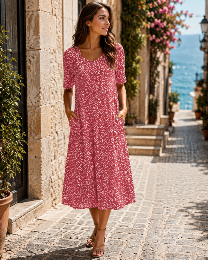 Lauren Women's Summer Dress – Lightweight Casual Holiday Beach Midi Dress