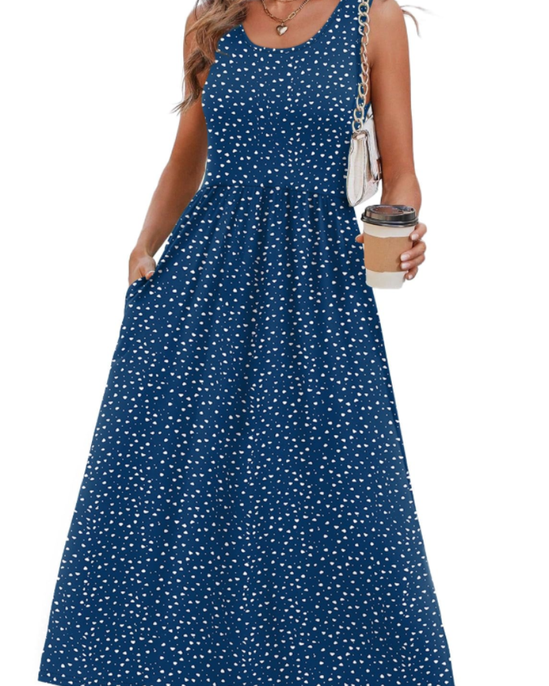 Abigail Women's Sleeveless Midi Dress – Scoop Neck A-Line Casual Summer Dress