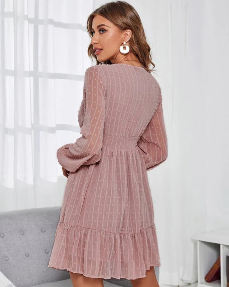 Gwendolyn Women's Polka Dot Dress – Sheer Sleeves & Flattering Fit-and-Flare Cut