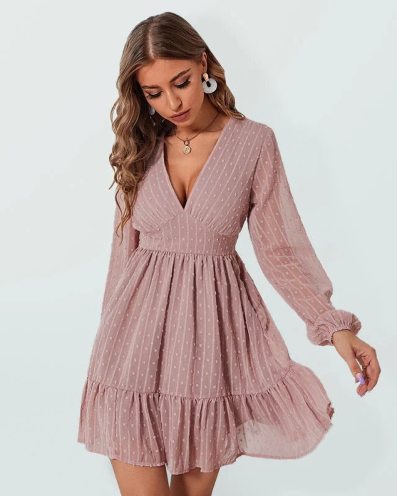 Gwendolyn Women's Polka Dot Dress – Sheer Sleeves & Flattering Fit-and-Flare Cut