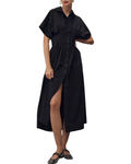 Savannah Women's Button Shirt Dress – Collared Pleated Maxi Casual Dress