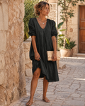 Natalie Women's Midi Dress – Sleeveless V Neck Summer Casual Elegant Dress
