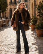 Isabelle Women's Faux Fur Coat – Soft Relaxed Fit Luxury Winter Jacket