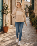 Louisa Women's Quilted Puffer Jacket – Knit Collar Winter Zip Coat